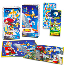 Sonic the Hedgehog Puzzel voor Kinderen - Set met 2 Puzzels Plus Stickers | 48 Pc, 100 Pc