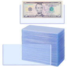 Uncle Paul 100PCS Bankbiljetten Top-Insert Houder - PVC Transparante Geld Sleeves voor Reguliere Biljetten