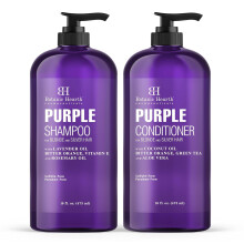 Botanic Hearth Paarse Shampoo- en Conditionerset | Voor alle tinten blond, zilver en grijs haar | Verbetert hoogtepunten | Sulfaatvrij, parabenenvrij