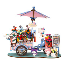 Hello Kitty & Friends 3D Wooden Flower Cart Puzzle Kit | DIY Floral Model | Arts & Crafts