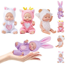 Xadothat 4 Pcs Mini Muñecas Bebé 4 Pulgadas con Ropa de Animales para Juegos de Imaginación, Regalo Cumpleaños