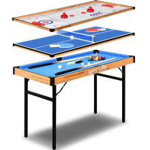 SereneLife 4 in 1 Multi Game Table 4x2 Folding Portable Sports Arcade Games with Accessories Ping Pong Air Hockey Pool Billiards and Shuffleboard