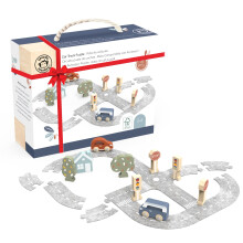SPEEDY MONKEY Set Pista Auto in Legno - Gioco Puzzle Stradale con Pezzi di Pista Interconnessi e Auto Giocattolo per Bambini
