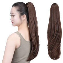 SYXLCYGG Bruine Clip-in Paardenstaart Yaki Rechte Klem Paardenstaarten 22" 5.5 OZ Synthetische Haarstukken