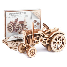 WOODEN.CITY Tractor 3D Puzzles for Adults - Mechanical Farm Tractor Model for Adults & Teens 148-Piece DIY Kit with Moving Wheels Made in EU