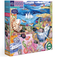 eeBoo Piece & Love: Seashells by The Shore 1000 darabos puzzle ngyzet alak felnott kiraks Hazel Jarvis tengerparti csendlet s tengeri tj k