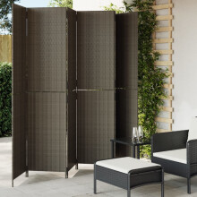 vidaXL Room Divider 6 Panels Privacy Screen Balcony Screen Grey Poly Rattan