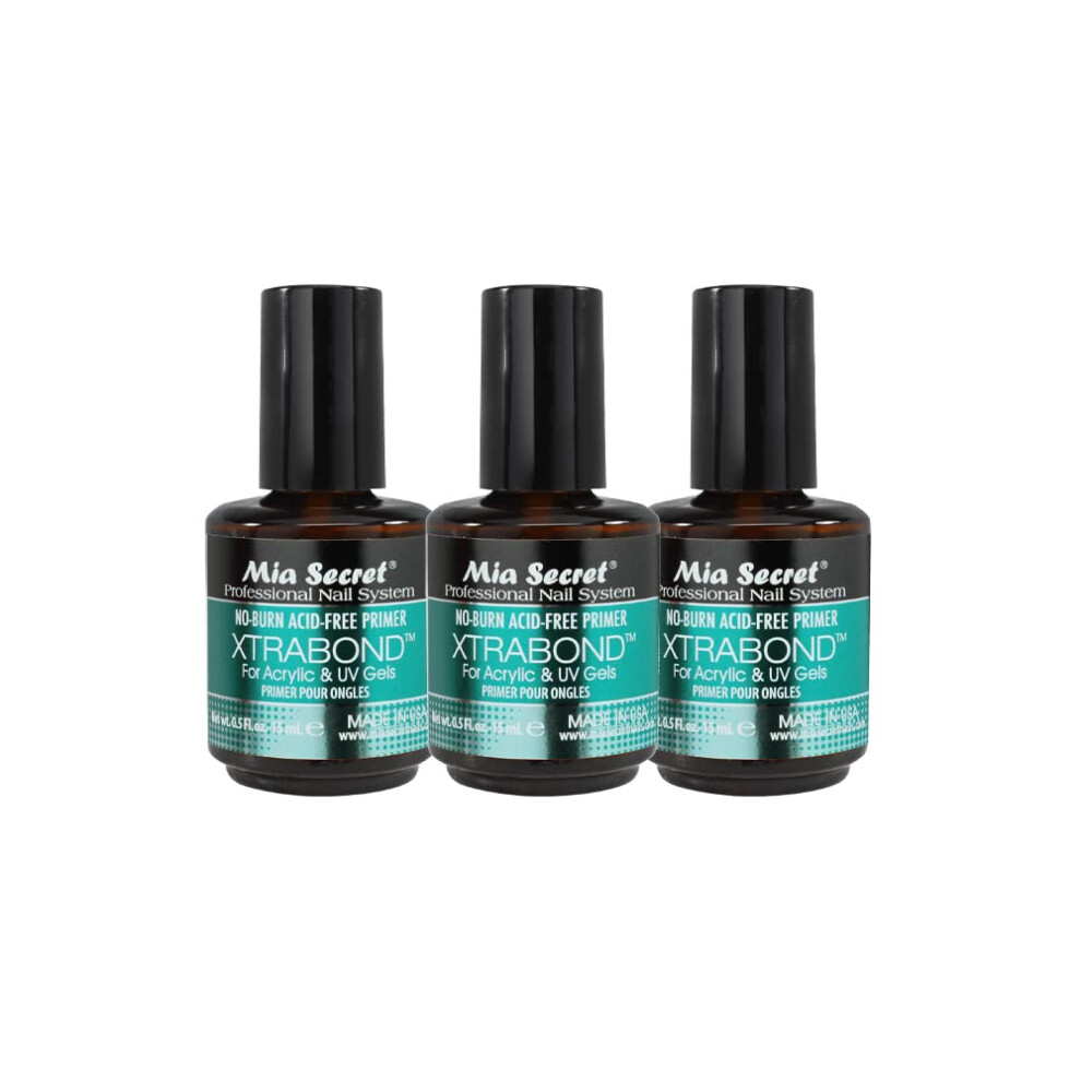 Mia Secret 3Pcs No Burn Acid Free Primer Xtra Bond Acrylic Uv Gel 0.5 Fl Oz