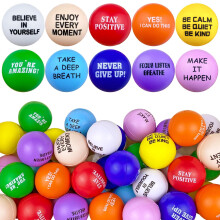 40PCS Pelotas de Espuma Coloridas para Alivio de Estrés con Mensajes Motivacionales