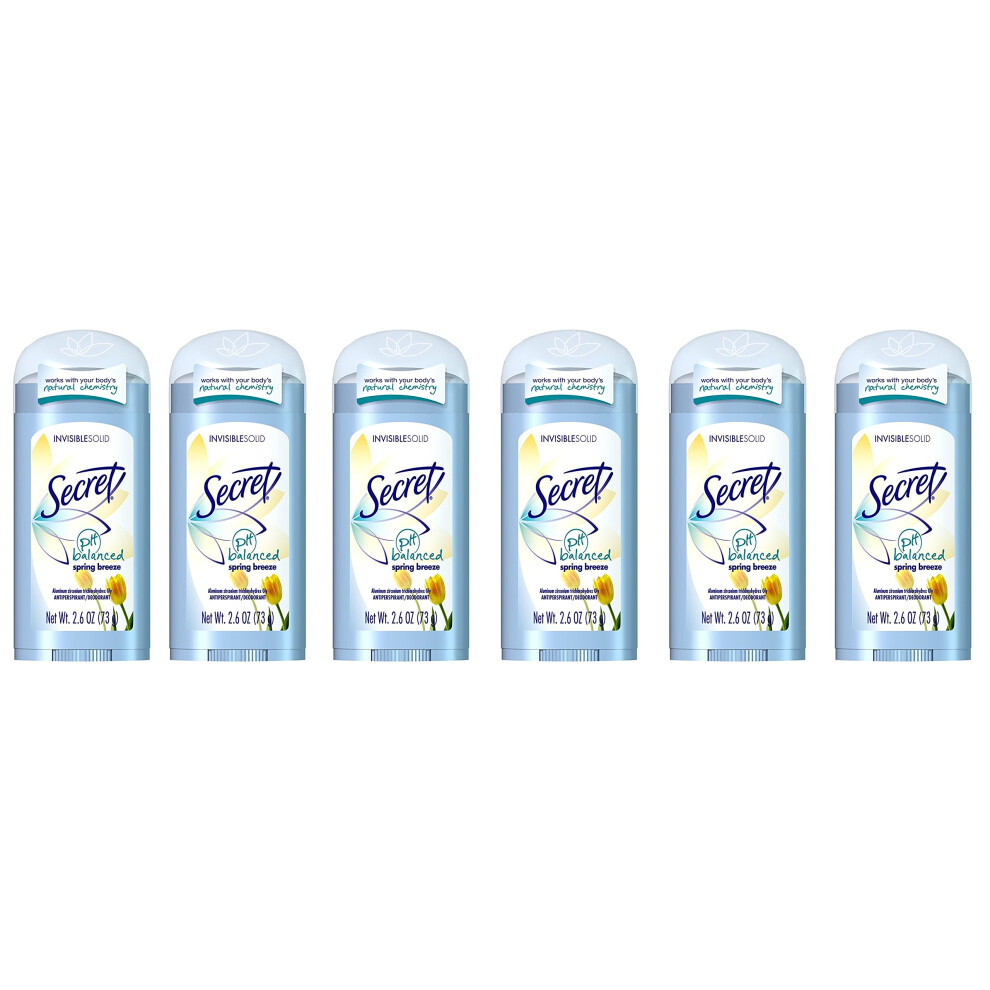 Secret Invisible Solid Antiperspirant & Deodorant - Spring Breeze 75 Ml (Pack Of 6)