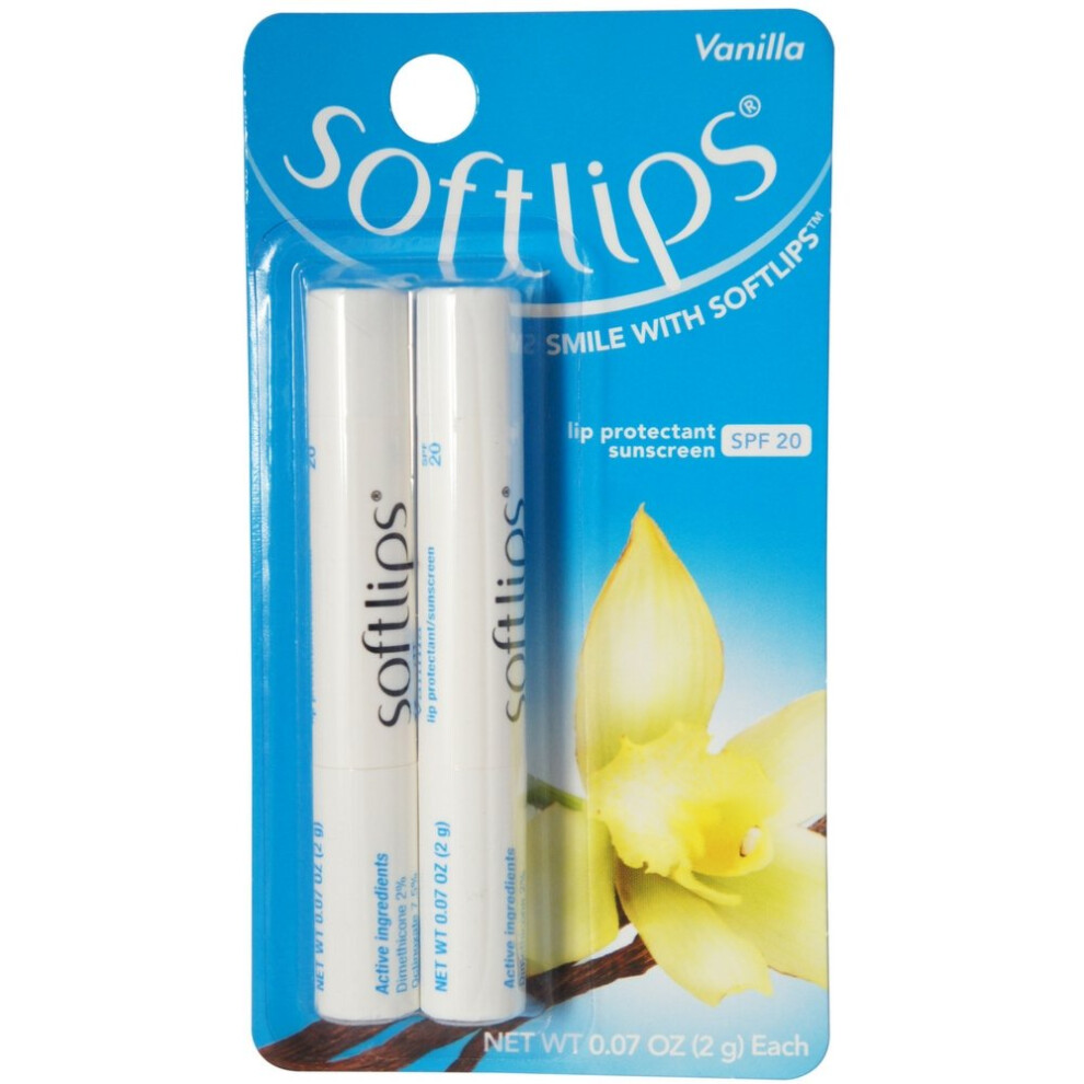 Softlips Lip Protectant/Sunscreen Spf 20, Value Pack, Vanilla 2 Each (Pack Of 4)