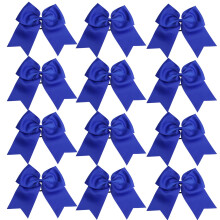 8 Inch Cheerleader Bows Ponytail Holder Solid Color Hair Tie (Royal Blue)