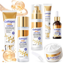 Set de soins de la peau au collagène, soins anti-âge pour le visage, rétrécit les pores, hydrate et raffermit la peau, 6 pcs