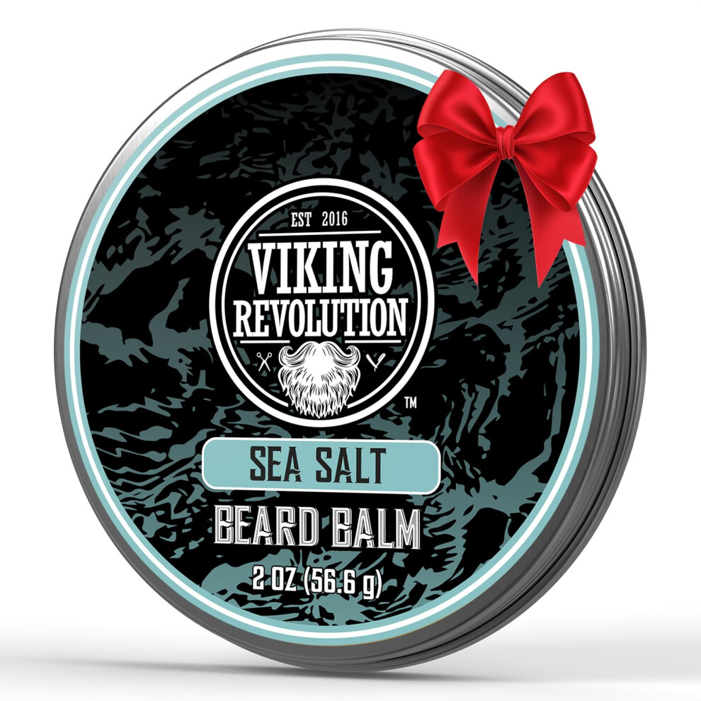 Viking Revolution Men's Sea Salt Beard Balm For - Beard Butter For With Argan Oil And Jojoba Oil Softener And Moisturizer Styling Balm (1 Pack 2Oz)