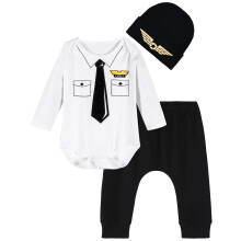 COSLAND Costume da Pilota per Neonati Ragazzi, Bianco, 0-3 Mesi