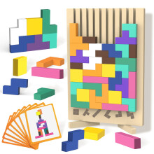 Houten Blok Puzzel Montessori Speelgoed, Kleurenspel Educatieve Puzzel voor Peuters en Kinderen