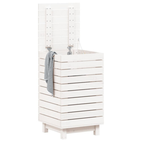 VidaXL (white, 44 x 44 x 76 cm) vidaXL Laundry Basket Laundry Hamper with Lid Laundry Sorter Solid Wood Pine 2