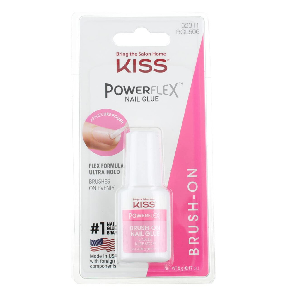 Kiss Powerflex Brush On Nail Glue 0.17 Ounce (Pack Of 3)