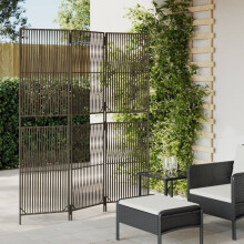 vidaXL Room Divider 3 Panels Privacy Screen Balcony Screen Grey Poly Rattan