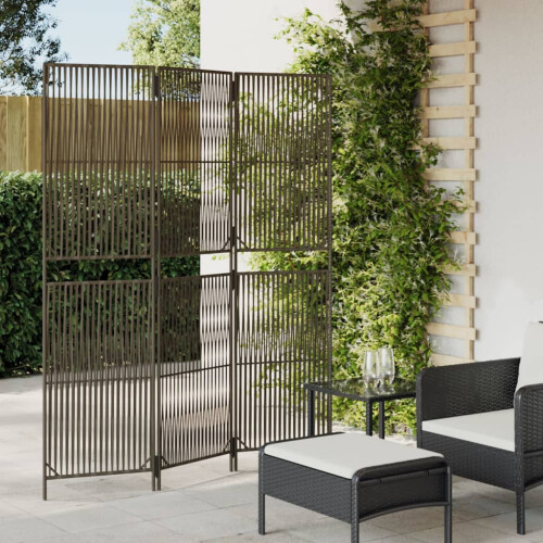 VidaXL vidaXL Room Divider 3 Panels Privacy Screen Balcony Screen Grey Poly Rattan