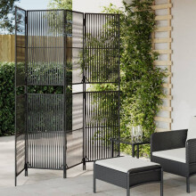 (black, 196 x 200 cm) vidaXL Room Divider Outdoor Privacy Screen Foldable Balcony Screen Poly Rattan