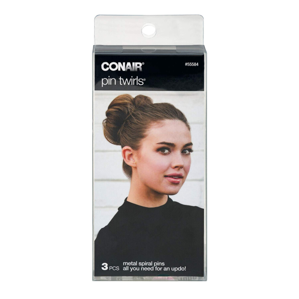 Conair Unisex Grey Pin Twirls, Metal Spiral Pins, 3 Pieces