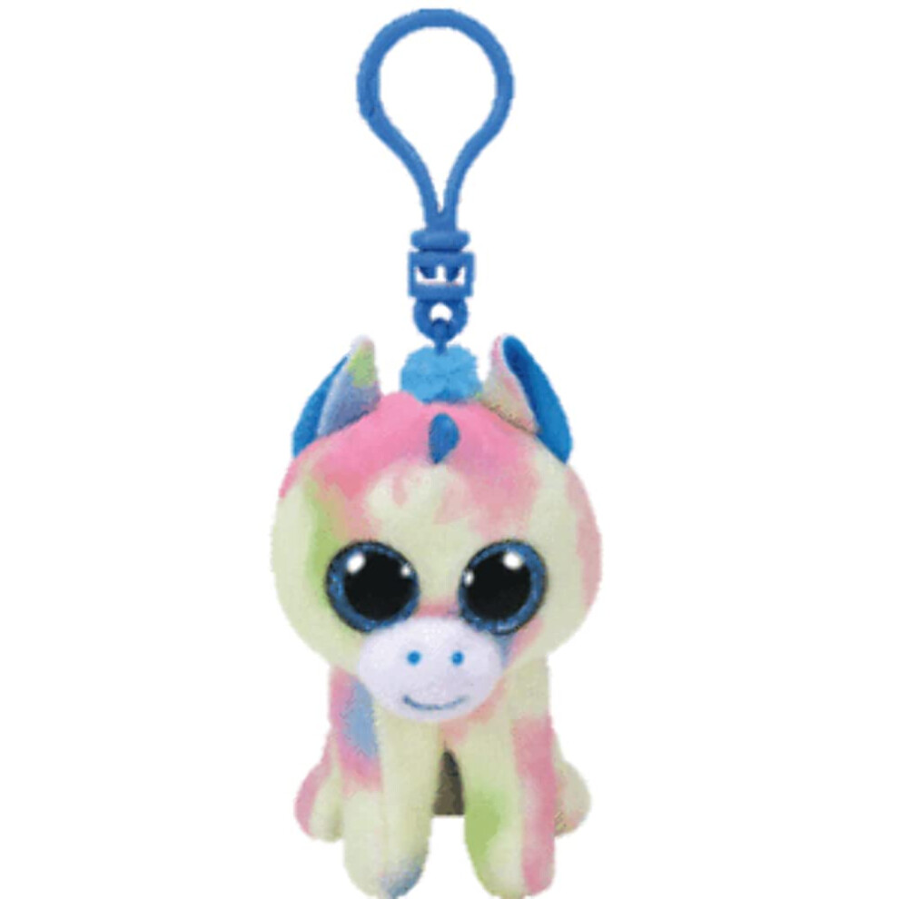 Ty Beanie Boo Blitz the Unicorn Keyring Clip Blue
