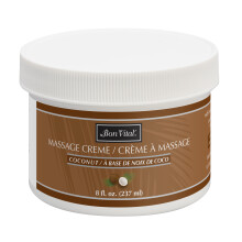 Bon Vital' Coconut Massage Creme Made with 100% Pure Fractionated Coconut Oil, Moisturizer to Repair Dry Skin, No Greasy Feel, Anti-Aging Cream for Pr
