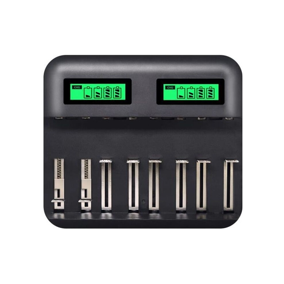 Ladegerät für 8 AA- und AAA-Batterien, CD-Player, wiederaufladbar, multifunktional, intelligentes LCD-Display, USB-Anschluss