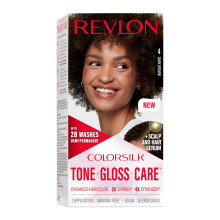 Revlon ColorSilk Tone + Gloss + Care Demi Permanent Haarverf, 2x Glanzender, 4x Sterker, 4 Donkerbruin