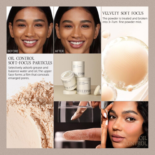 Easilydays Nude Translucent Makeup Setting Powder, Waterproof High-Definition Matte Finish 1