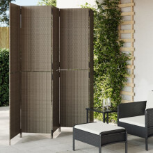 vidaXL Room Divider 5 Panels Privacy Screen Balcony Screen Grey Poly Rattan