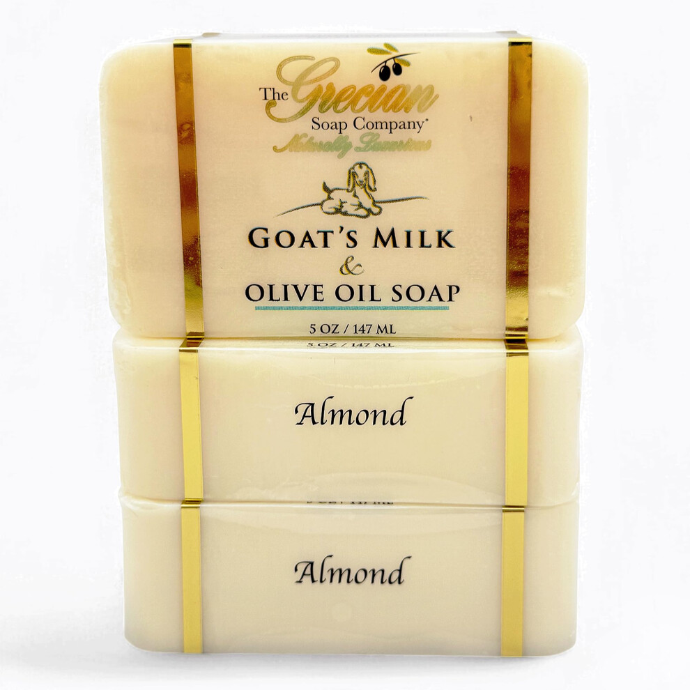 The Grecian Soap Com The Grecian Soap Company Goat Milk & Olive Oil Bar 3-Pack - Almond Scent Natural Moisturizing Soap Bars Made In Usa