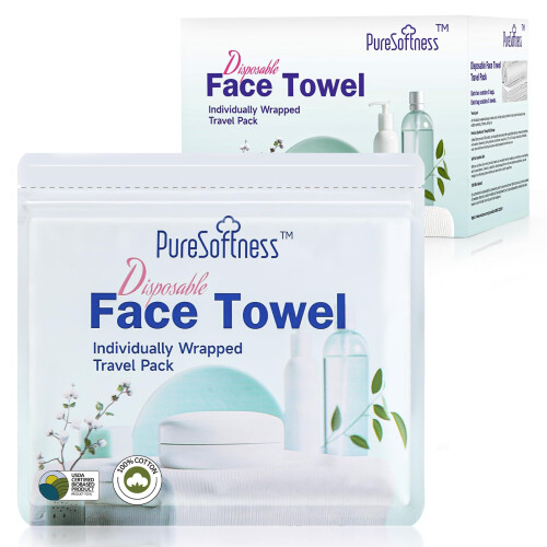 PureSoftness Reise-Pack Einweg-Gesichtstuch, 5 trockene Tücher pro Beutel, Makeup-Entfernung