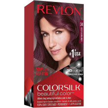 Revlon Kleuring Haarverf, Permanent, Colorsilk, 100% Grijze Dekking, Ammoniakvrij, 34 Diep Burgondië