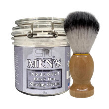 Crθme ΰ raser Indulgent Black Oud de Sιoul Naturals avec pinceau de barbier k beauty 6 oz