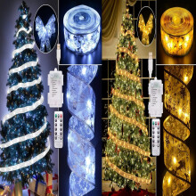 Easy To Shape, Sophisticated Winter Decoration, Clear Warm Lights, Pre-lit Spruce Artificial Christmas Tree With Flexible Branch Tips For Home Office