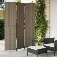 vidaXL Room Divider 3 Panels Privacy Screen Balcony Screen Grey Poly Rattan
