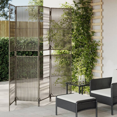 VidaXL vidaXL Paravent 4-tlg. Grau Poly Rattan