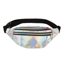 Skjult glidelåslomme mote midjeveske, vanntett holografisk design multifunksjonell bruk reflekterende magevesker for kvinner