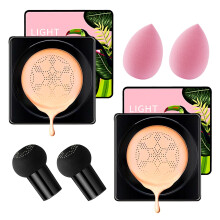 2 Piezas de Base de Maquillaje CC con Cabeza de Hongo, Crema Hidratante BB, Base Líquida de Cobertura Completa