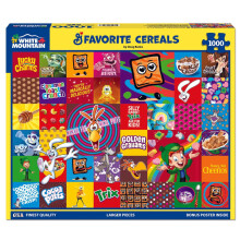 Rompecabezas de cereales favoritos de White Mountain, rompecabezas de collage de alimentos de 1000 piezas para adultos y familias