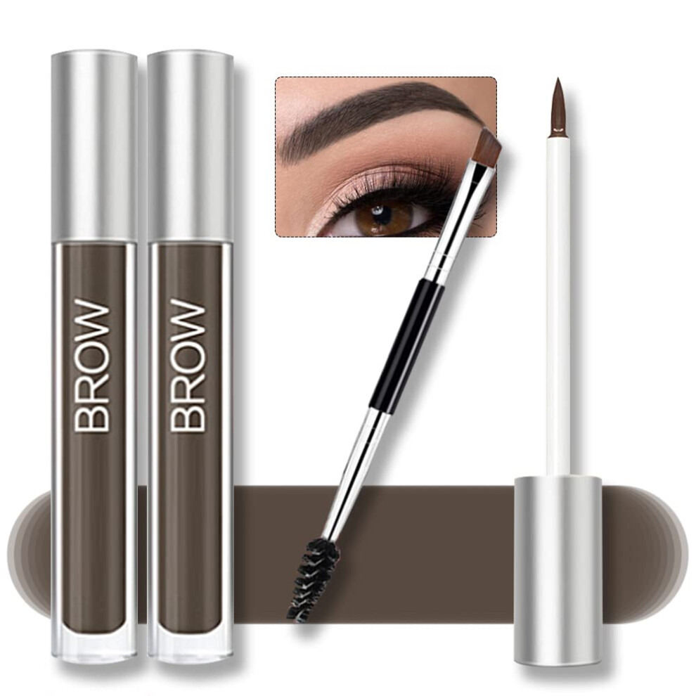 Zssemei Waterproof Eyebrow Gel For Long Lasting Highly Tinted Liquid Eye Brow Makeup Sweatproof Natural (Black Brown 2 Pcs)