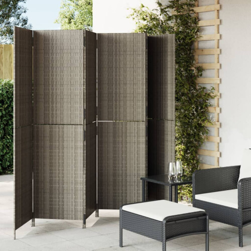 VidaXL vidaXL Room Divider 6 Panels Privacy Screen Balcony Screen Grey Poly Rattan