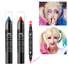 Kit de Maquillaje de Cara para Halloween Cosplay de Harley Quinn, Crema Pintura Facial Rojo y Azul
