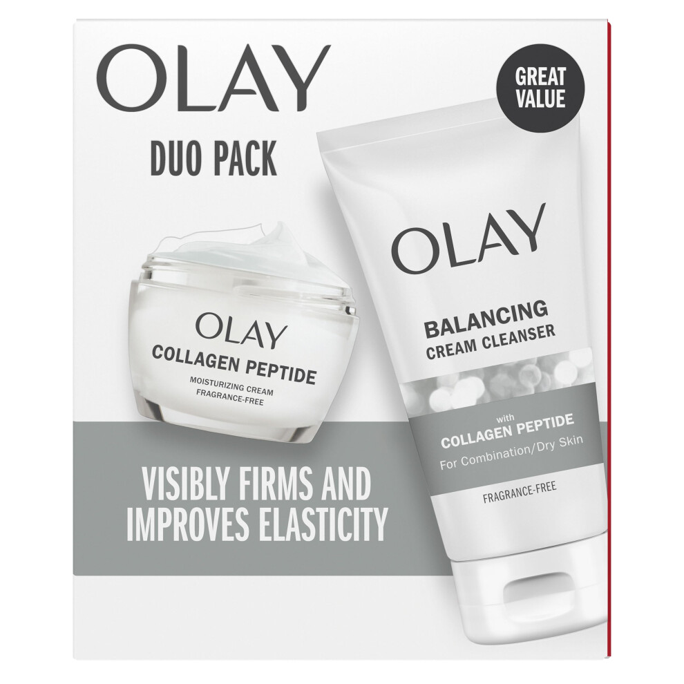Olay Regenerist Collagen Peptide 24 Duo Pack, Face Wash 5.0 Fl Oz, Moisturizer 1.7 Oz