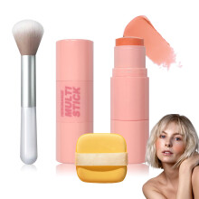 Krmes arcpirost ecsettel s sminkszivaccsal Vzll Multi Cream sminkplcika Knnyu, hosszan tart 2 az 1-ben multi pirost arcra s ajakfestkre