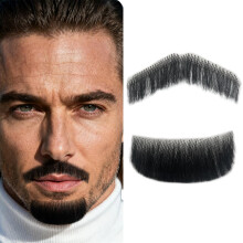 INFTOYCO Barba Finta Goatee Baffi Realistici 100% Capelli Veri Trecce, Barbe Finte Invisibili Halloween Uomini