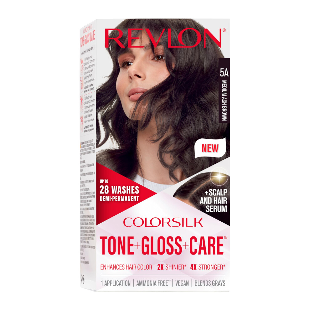 Photos - Hair Dye Revlon ColorSilk Tone + Gloss + Care Demi Permanent Hair Color with Leave in Scalp and Hair Serum 2x Shinier 4x Str