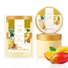 Beurre Corporel Mango, Hydratant pour Peau Sèche, Beurre pour Femmes, Cadeaux Mango - 2 Pack (100ml + 200ml)